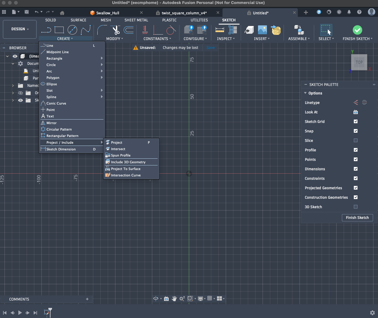 Include 3D Geometry command in Fusion 360